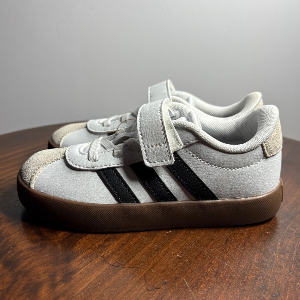 adidas Sneaker Kids 12K White VL Court 3.0 EL C Hook Loop ID9155 Gum Sole NEW